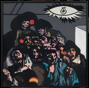 Equipo Crónica . Rafael Solbes (Valencia, 1940-1981) y Manolo Valdés (Valencia, 1942) Aquelarre, 1969 . Acrílico sobre masonita, 69 x 69 cm