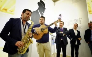 Antonio Pulido, Presidente de la Fundación Cajasol, en la inauguración de la exposición del Tío de la Tiza