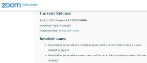 Aviso de actualizaciones de Zoom.
