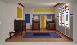 Vista de la exposición Mondrian y De Stijl, 2020