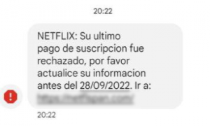 Estafa por smishing a usuarios de Netflix