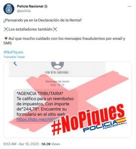 Falso SMS de Hacienda, estafa de la Renta 2022